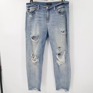 Judy‎ blue jeans women's 15 Boyfriend fit destroyed stretch blue denim cotton